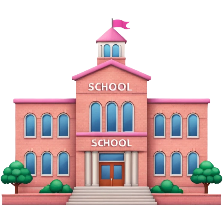 pink school with the word school emoji
