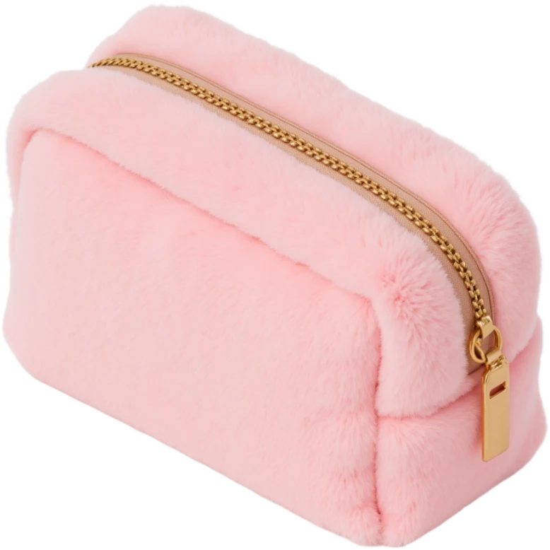 light pink fluffy cosmetics bag emoji