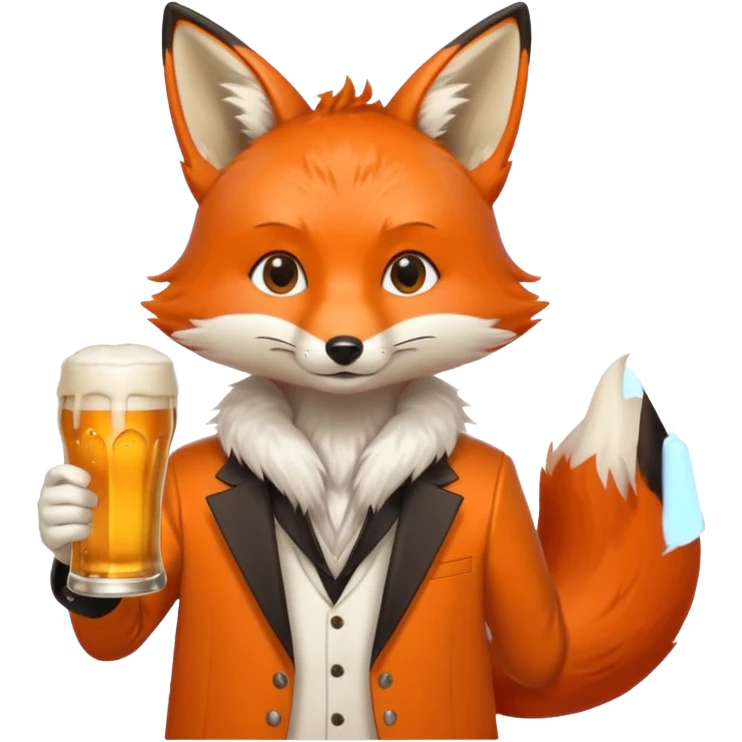 Un renard style manga qui tien une bierre marqué pmu-sama emoji