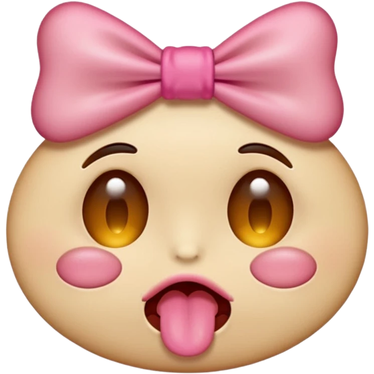 Make a emoji with the Tongue out and one close eye with pink bow on the side emoji