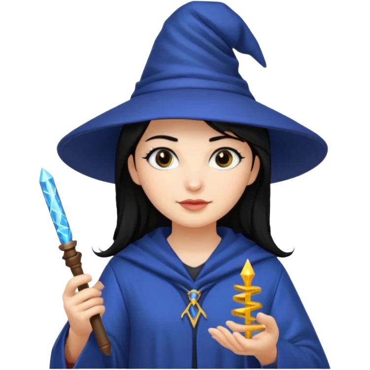 Female wizard with black hair holding a DNA wand emoji