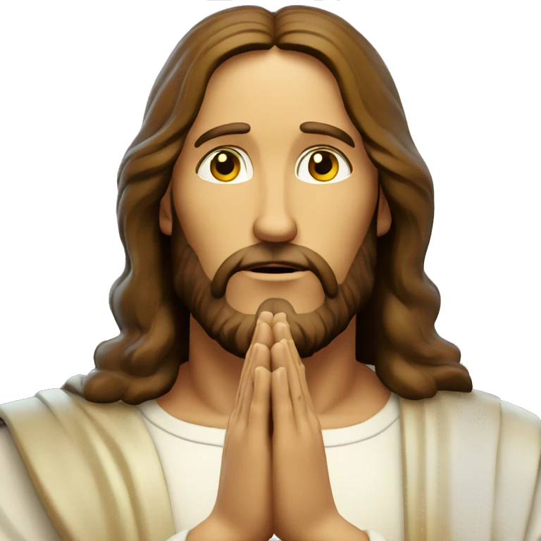 jesus christ with halo and praying hands emoji