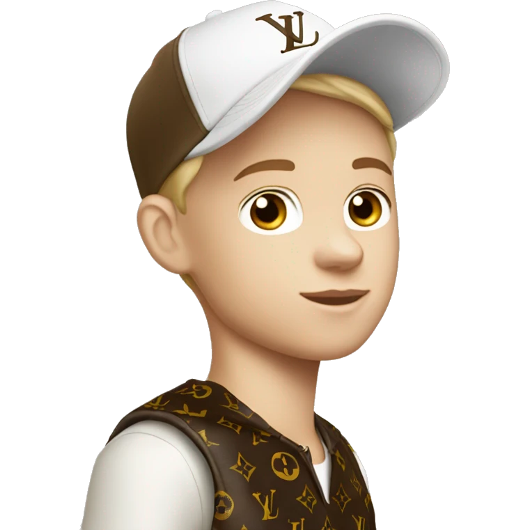 White skin Boy wearing cap Louis Vuitton   emoji