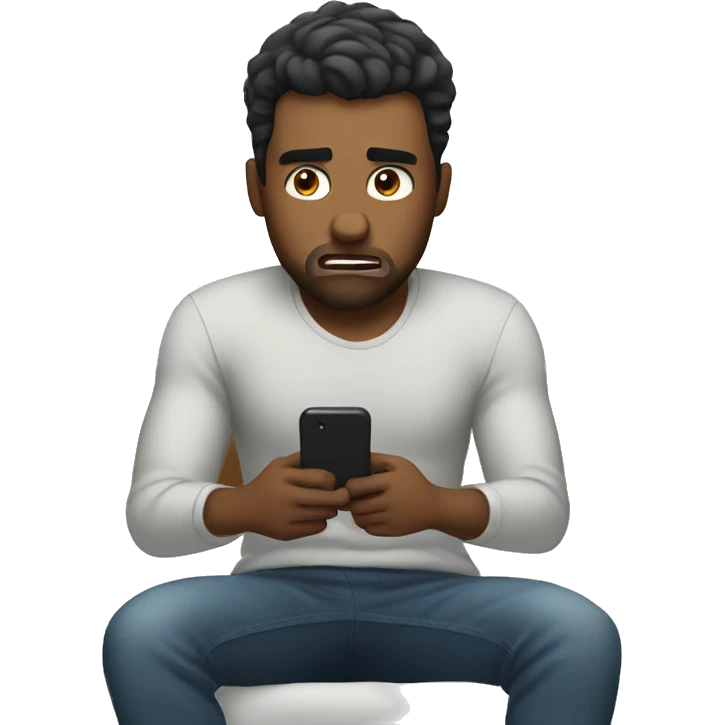 Guy sitting on bed with phone angry emoji
