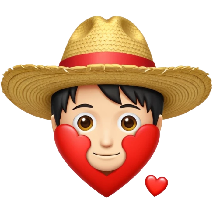Crea un emoji de un corazón con el sombrero de luffy emoji