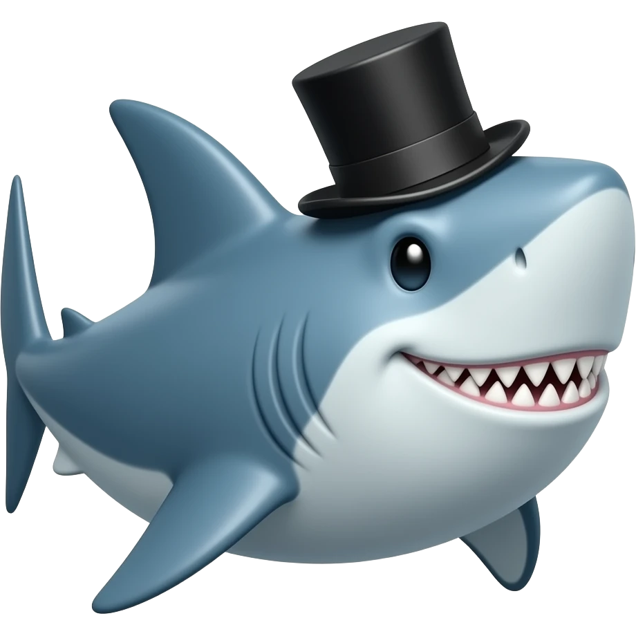 Shark with a top hat emoji