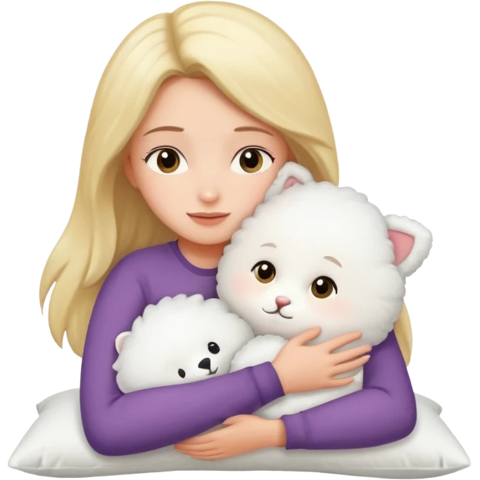 Girl hugging pillow emoji