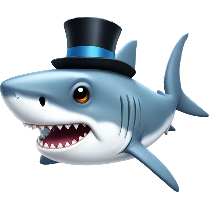 Shark with a top hat emoji