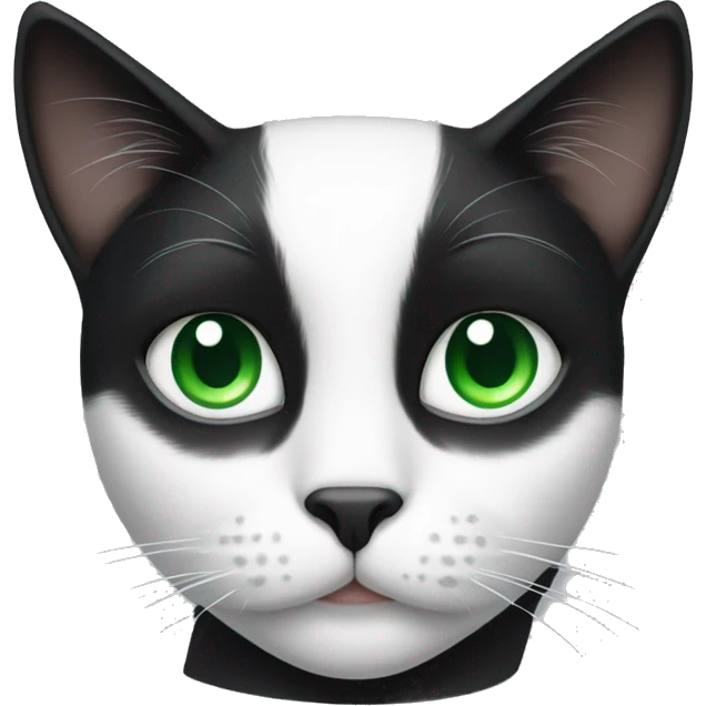 Black and white cat with green eyes  emoji