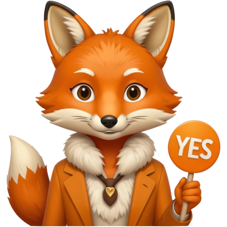 a fox HOLDING a yes sign emoji