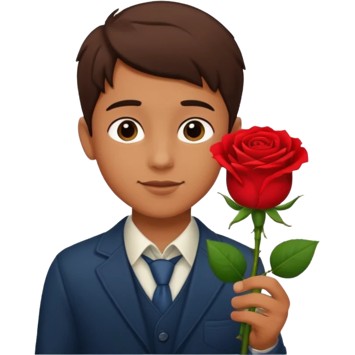 The boy give a flower emoji