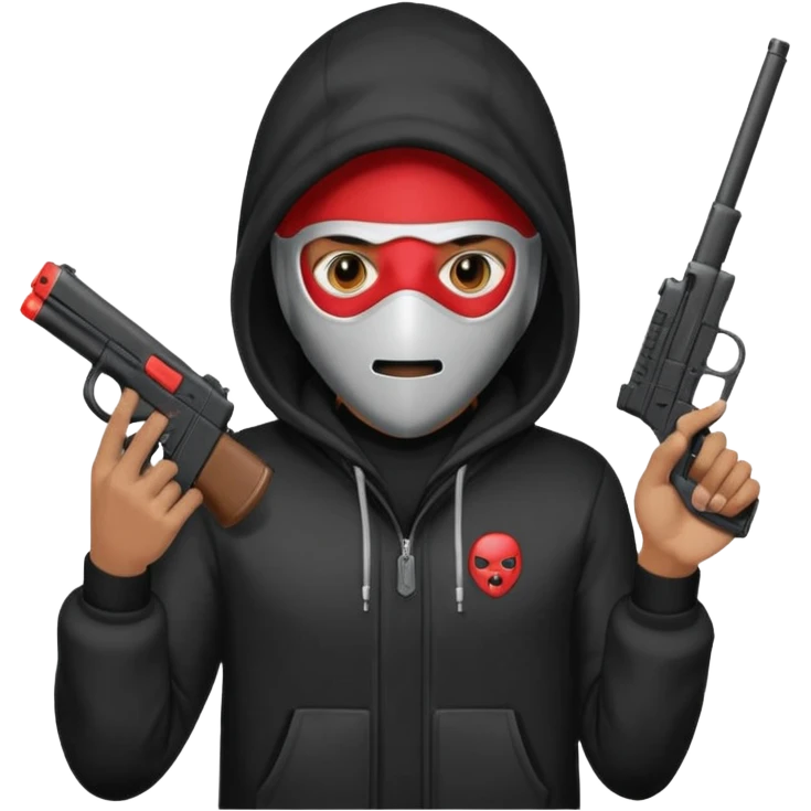 Hoodlum burglar madk and gun with switch and extended clip emoji