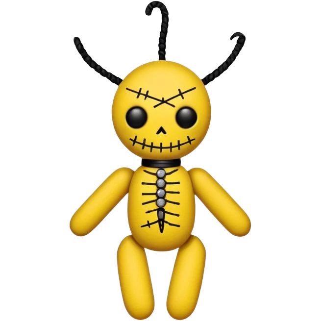 black and yellow voodoo doll emoji