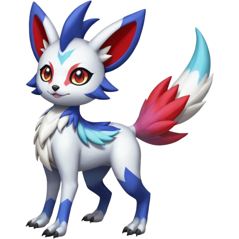 Colorful Beautiful Skilled Adept Graceful Asian Painted Garurumon-Meloetta-Zangoose-Absol-fusion-hybrid-creature (full body) emoji