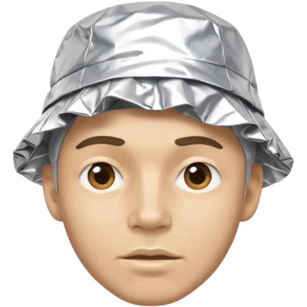 a man with aluhut für verschwörungstheorien wo der hut immernoch wie aluminiumpapier aussieht emoji