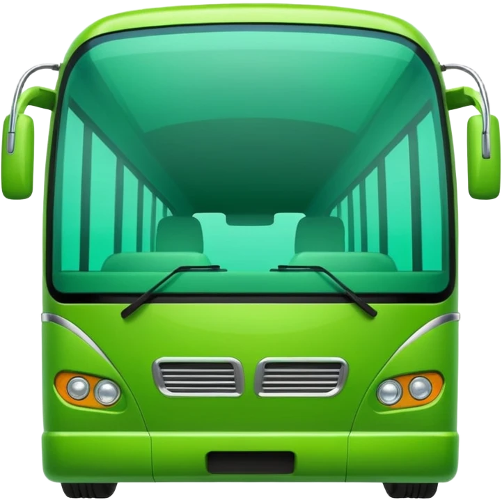 sleek futuristic green coach bus, vibrant, glossy, simple face emoji emoji