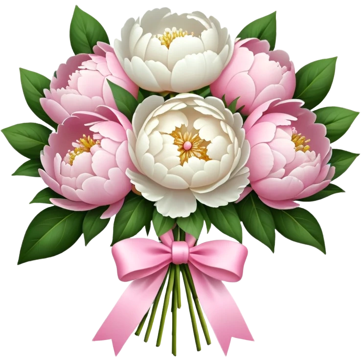 White and pink peonies bouquet  emoji