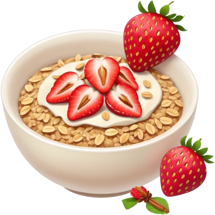Morning breakfast with oats, strawberries and cinnamon emoji