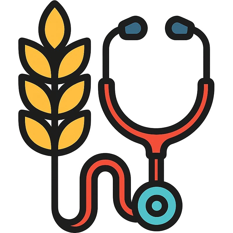 wheat stalk and medical stethoscope merged into one color outline icon emoji