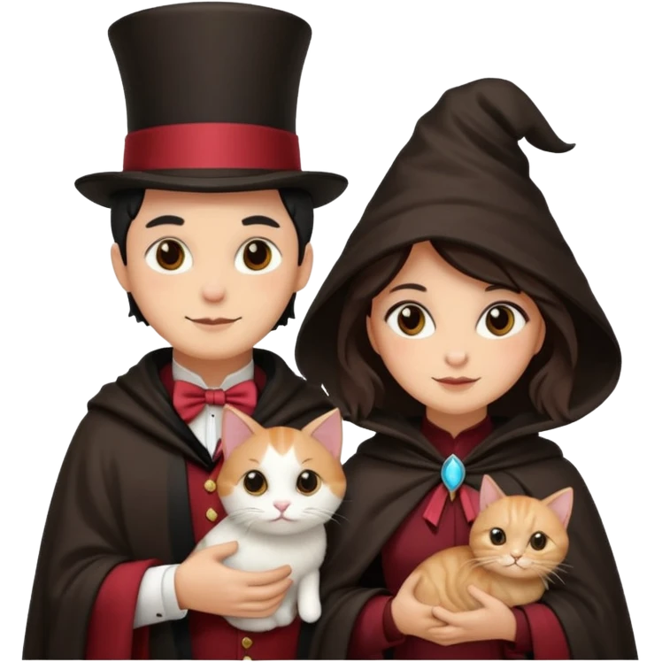 magician couple and their pet cat emoji