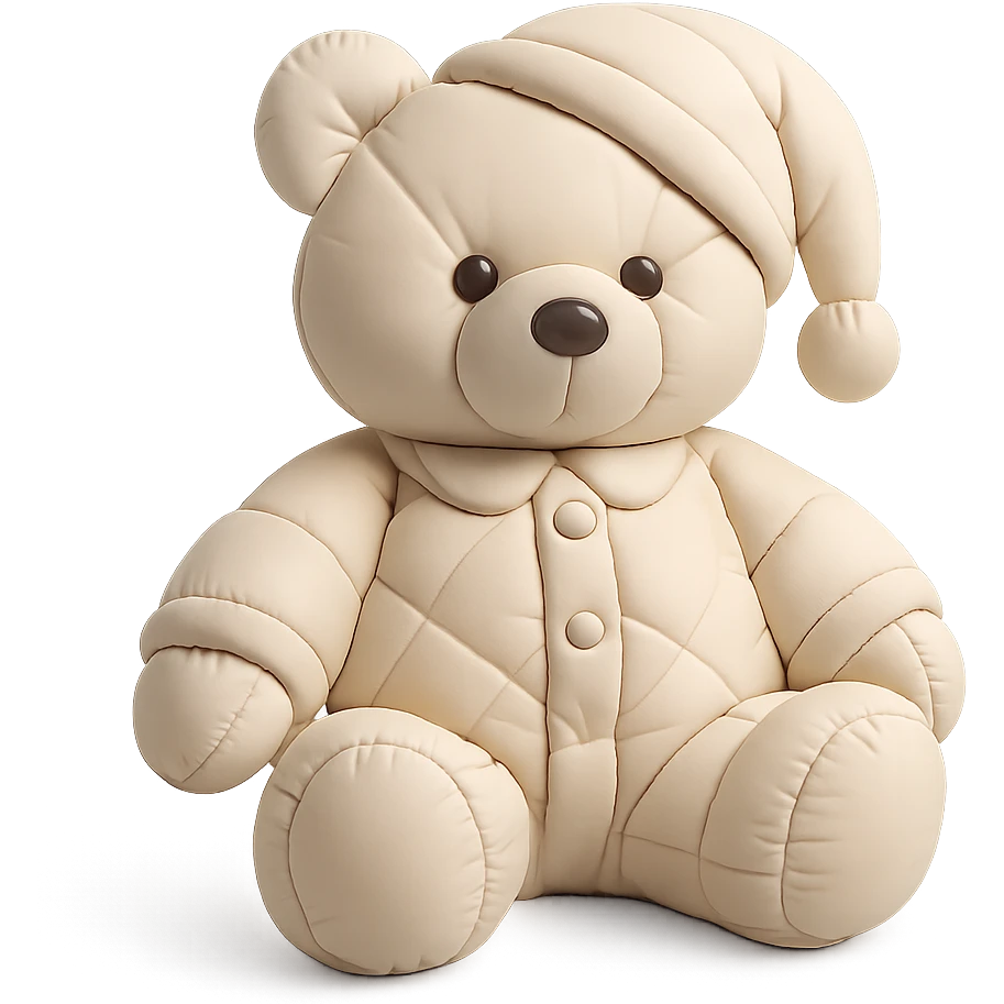 teddy bear wearing soft and cozy pajamas, cushion style emoji