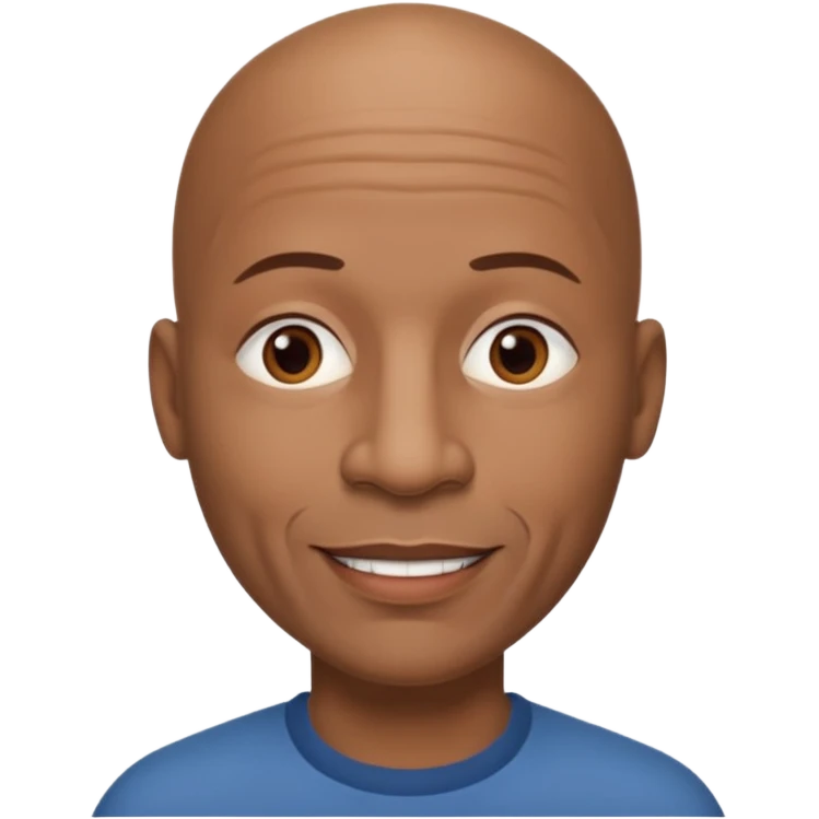 Thick lips Black bald 55 year old looks younger  man no facial hair brown eyes kind smile wide nose emoji