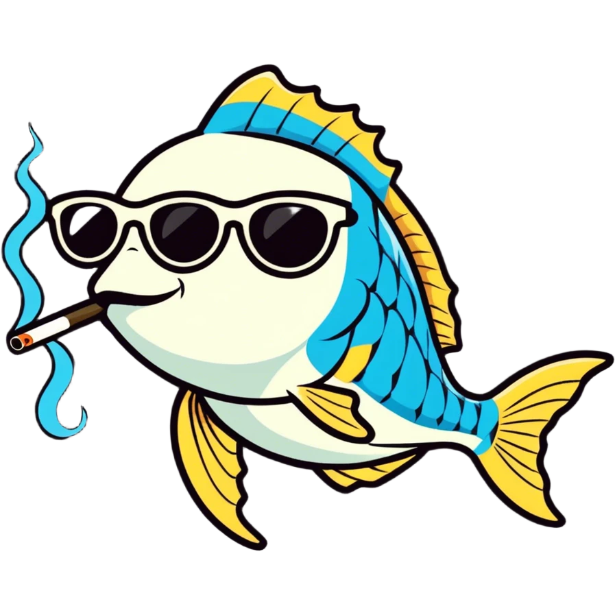 Fish smoking a blunt with sunglasses  emoji