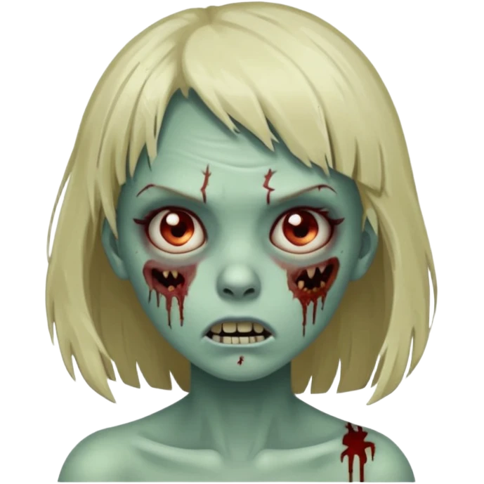 menina zumbi com a cara arranhada e franja emoji