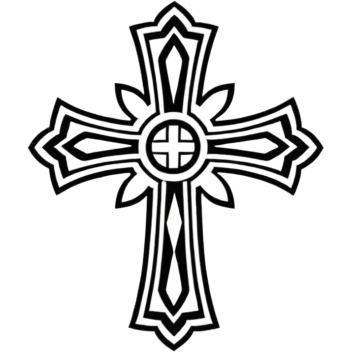 Tribal Cross emoji white and black  emoji