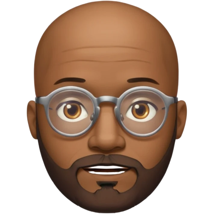 African american male, bald, salt and pepper beard. Round face, glasses emoji