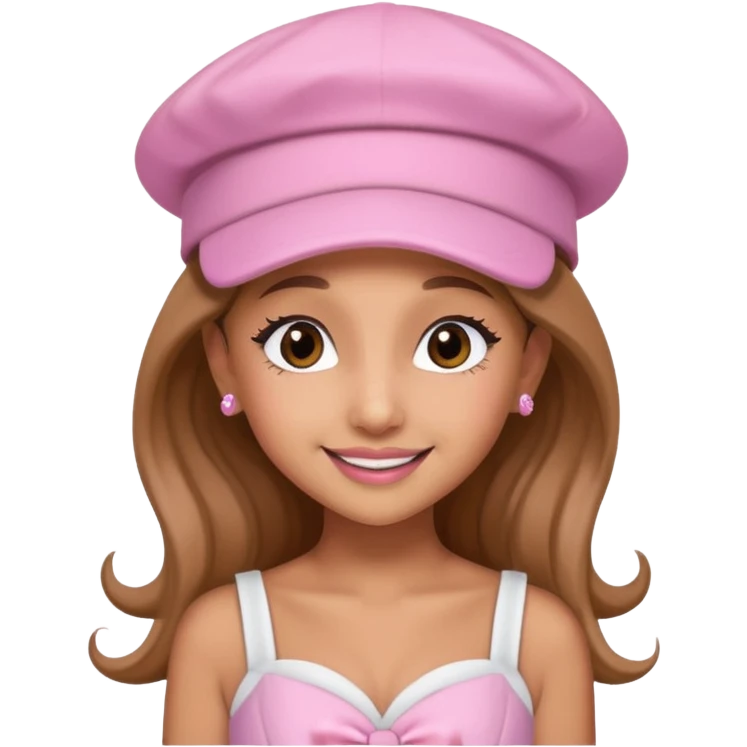 ariana grande wearing Pink Hat, white dress emoji