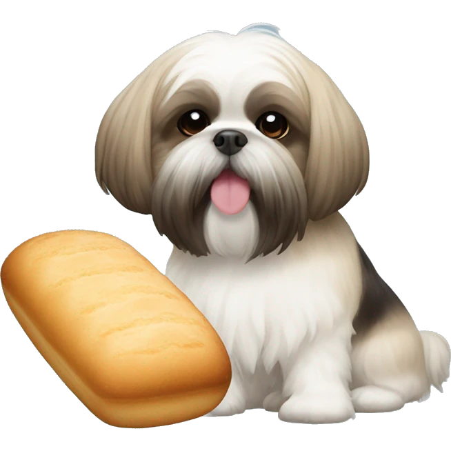 Shih tzu and pan de sal emoji