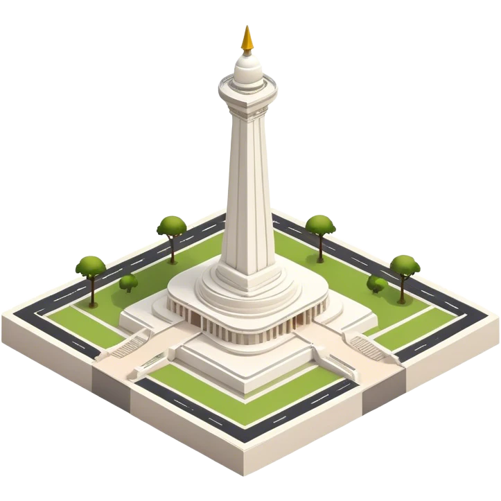 Cinematic Realistic Monas Landmark Emoji, depicted as the iconic National Monument rendered with crisp architectural detail and dynamic, urban lighting. emoji