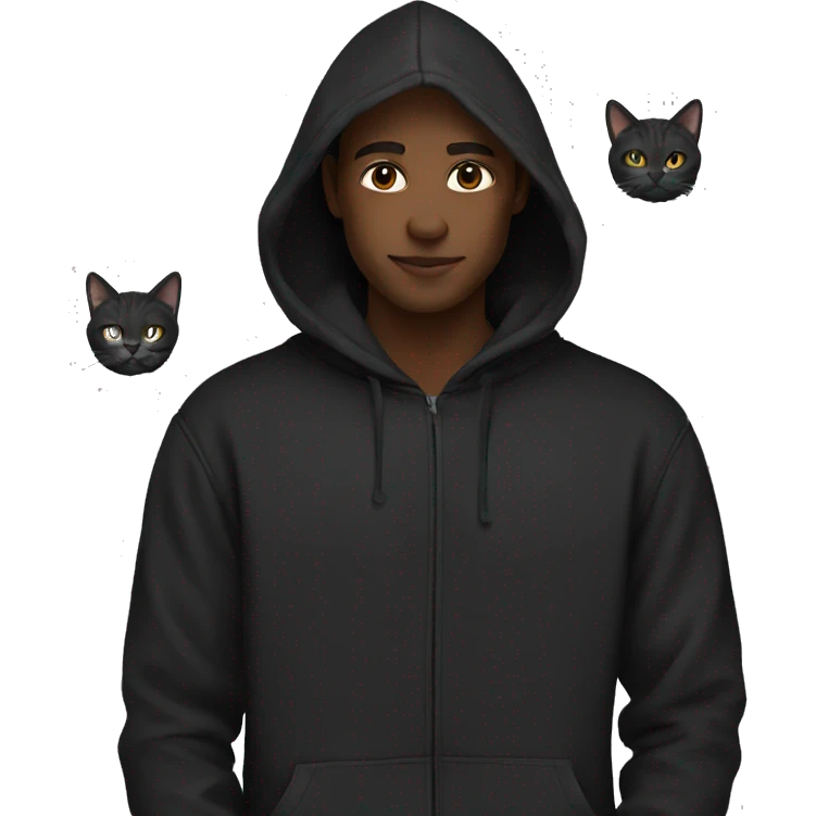 black hoodie with cats emoji