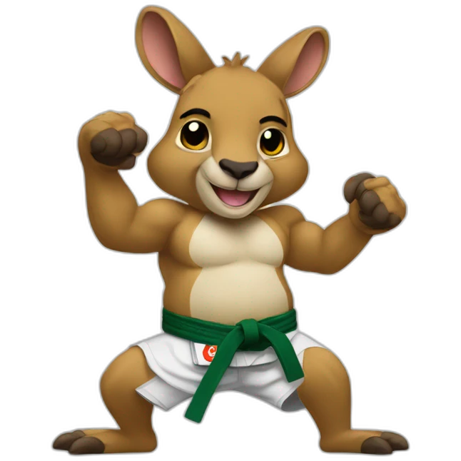 buff kangaroo doing Brazilian jiu-jitsu emoji
