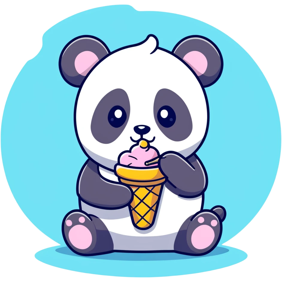 Panda eating ice cream emoji