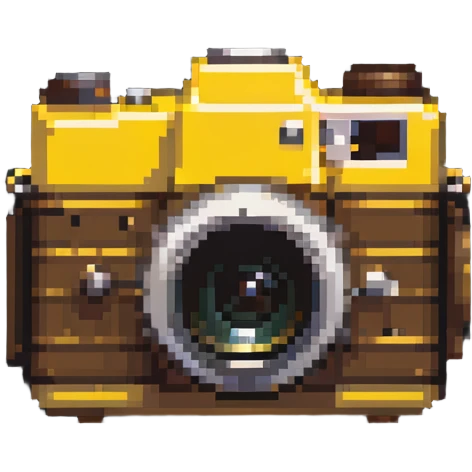 Vintage Kodak camera with yellow casing, pixelated style emoji