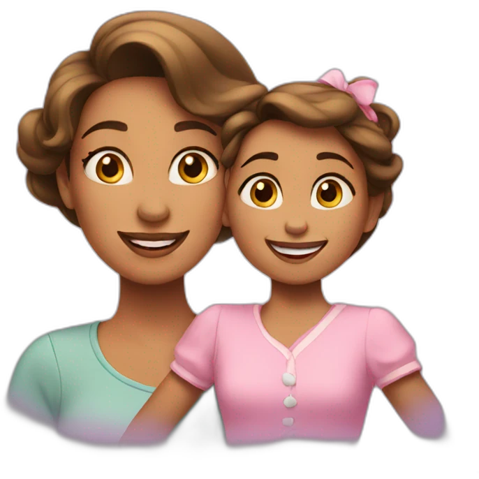 Mother and daughter in disney emoji