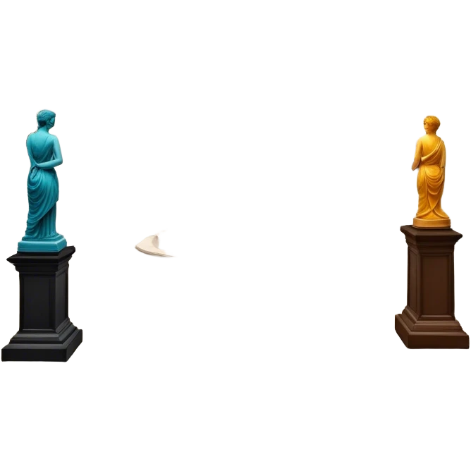 An icon featuring an elegant art gallery with classic paintings hanging on the walls, and sculptures displayed on pedestals. Visitors admire the exhibits, capturing the essence of culture, history, and art. Set against a transparent background. emoji