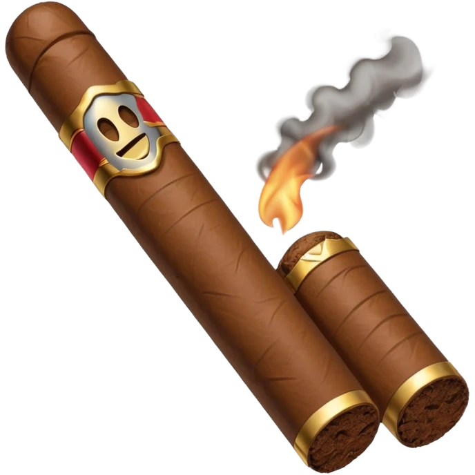 Emoji-style cigar icon, dark brown wrapper, subtle smoke, minimalistic, clean silhouette, metal details, no gold details emoji