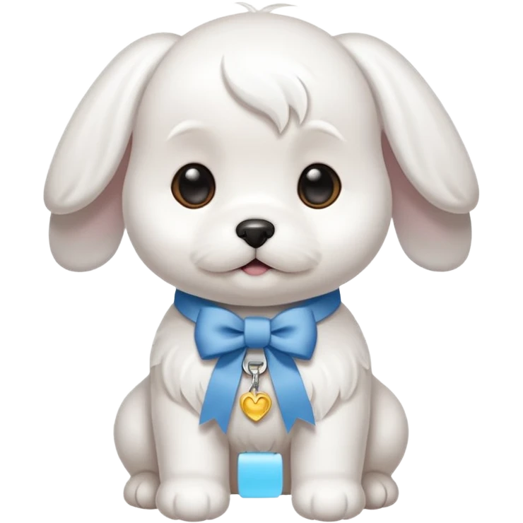 white baby maltese ribbon short ear emoji