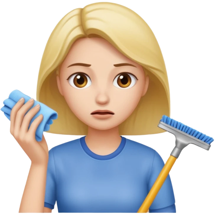 lady cleaning excessively and feeling anxious emoji