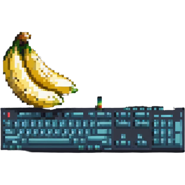 banana with T9 keyboard, pixel art style emoji