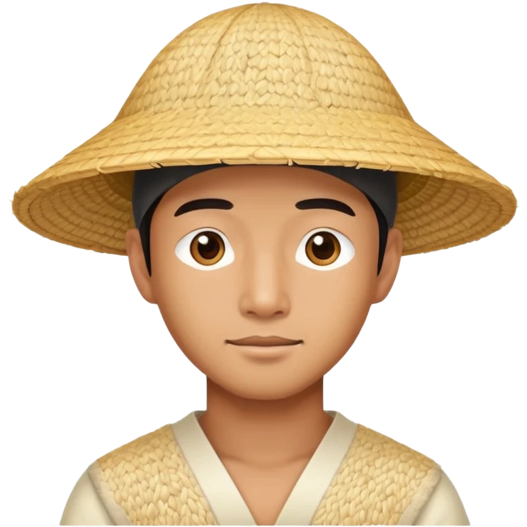 Stereotypical Asian man in rice hat emoji