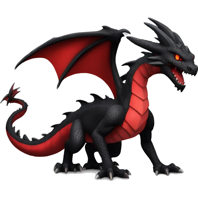 cool edgy black and red Dark-type dragon Pokémon full body emoji