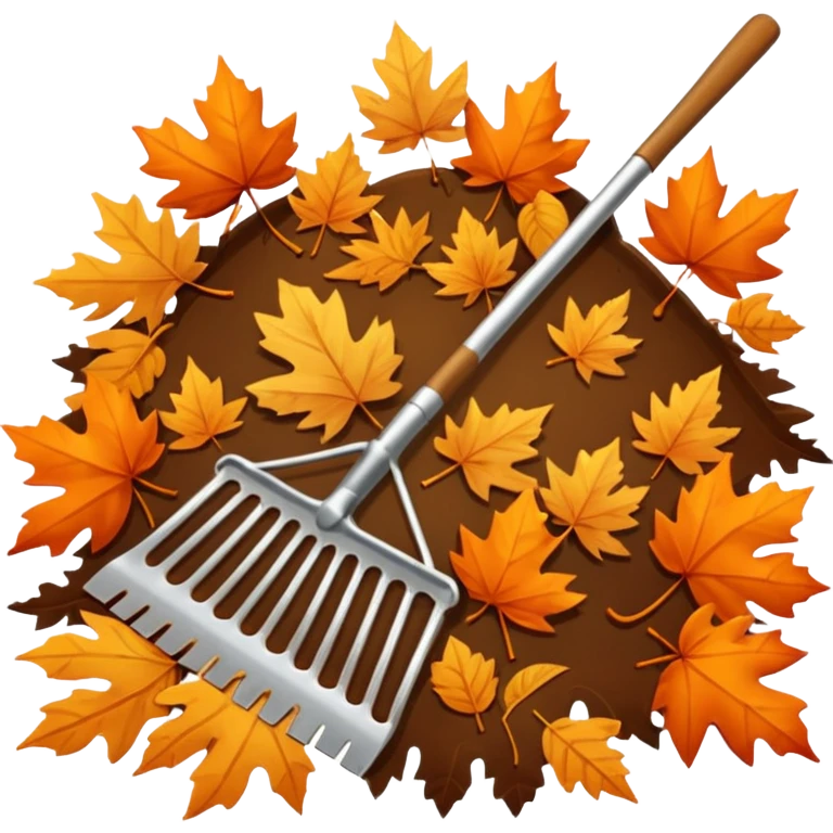 rake and autumn leaves emoji