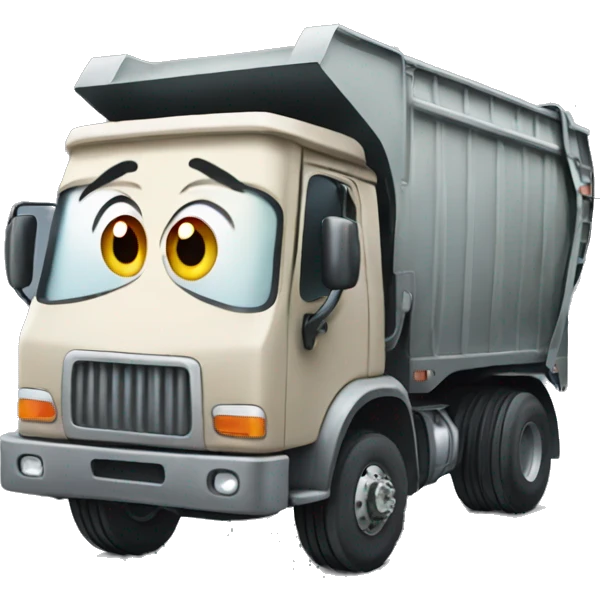 Garbage Truck with a funny face emoji