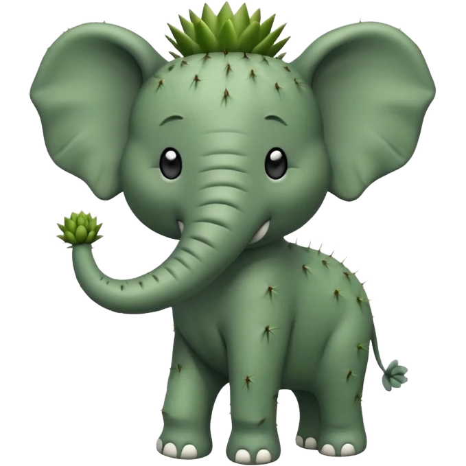 A cactus with an elephant shape with an elephant head that is not a cactus emoji