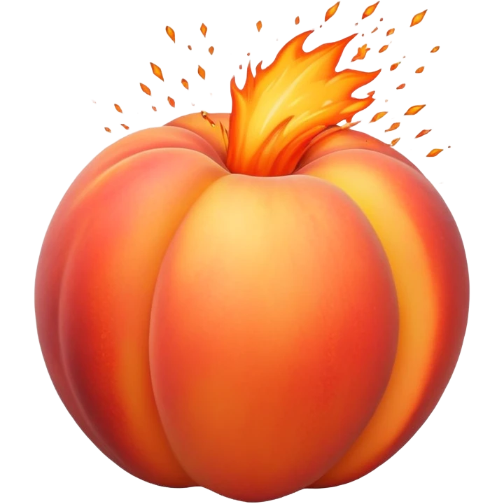Volcanic explosion with a large peach emoji