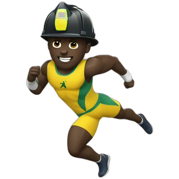 usain bolt with a firefighter helmet emoji